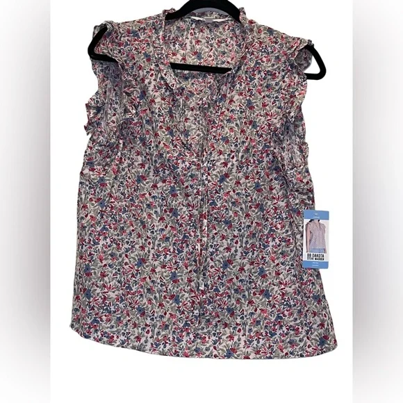 BB Dakota by Steve Madden Floral Ruffle Cap-Sleeve Top size large - Picture 1 of 6
